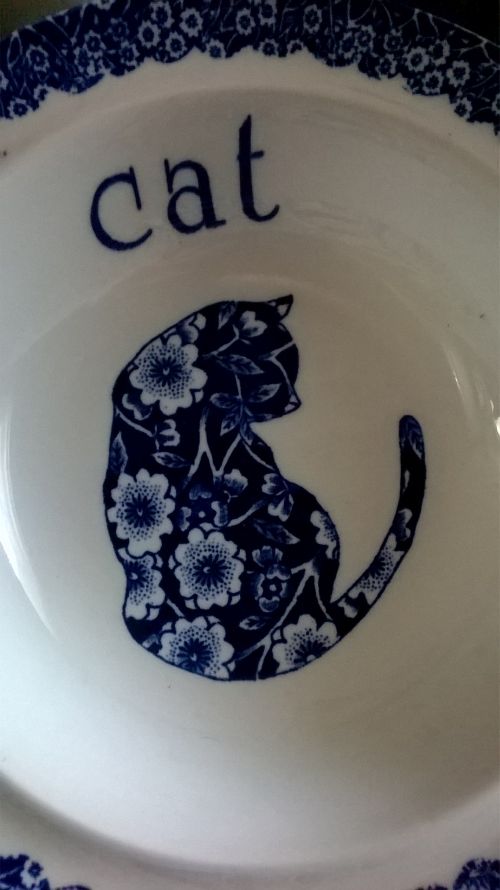 Norma Sherman Calico cat bowl