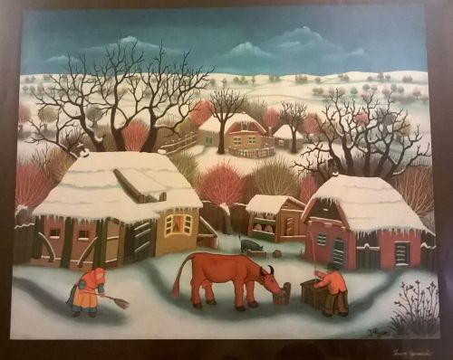 Winter in Hlebine Ivan Generalić serigraph