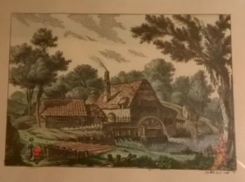 Johann Wille 18th century hand coloured engraving