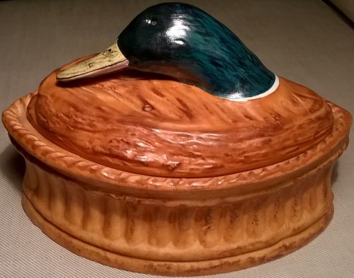 Hand-decorated porcelain Mallard Duck tureen