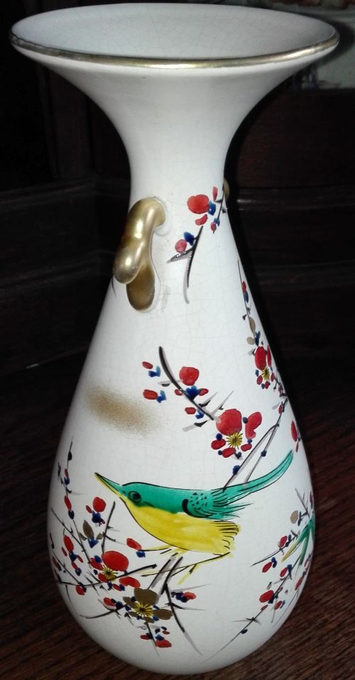 Vintage Japanese Kutani handled vase