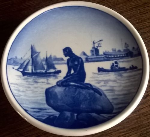 Royal Copenhagen Blue White 8" Collector's Plate The Little Mermaid Sailboat 