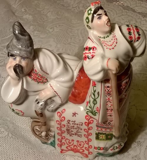 Radziecka porcelanowa figurka baby z chłopem