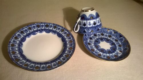 Soviet Lomonosov Arches pattern tea cup, saucer and plate