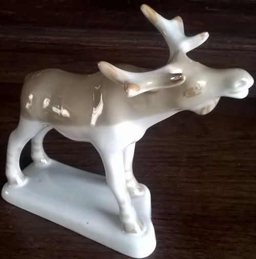 Soviet Polonne porcelain moose figurine
