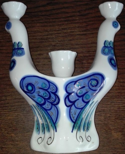 Polonne porcelain birds of paradise candleholder