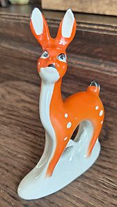 Horodnitsa roe deer orange porcelain figurine