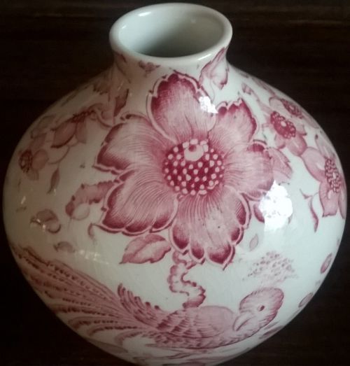 Alt Mettlacher Kupferstiche vase